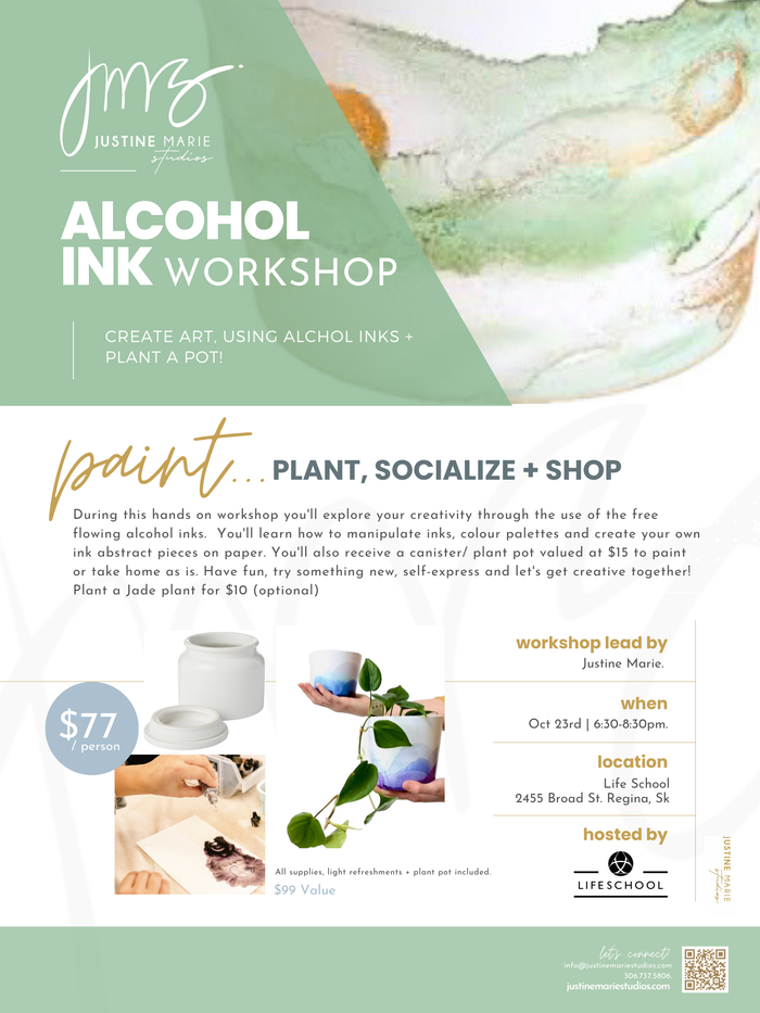 Alcohol Ink Art + Plant Pot Workshop: October 23rd