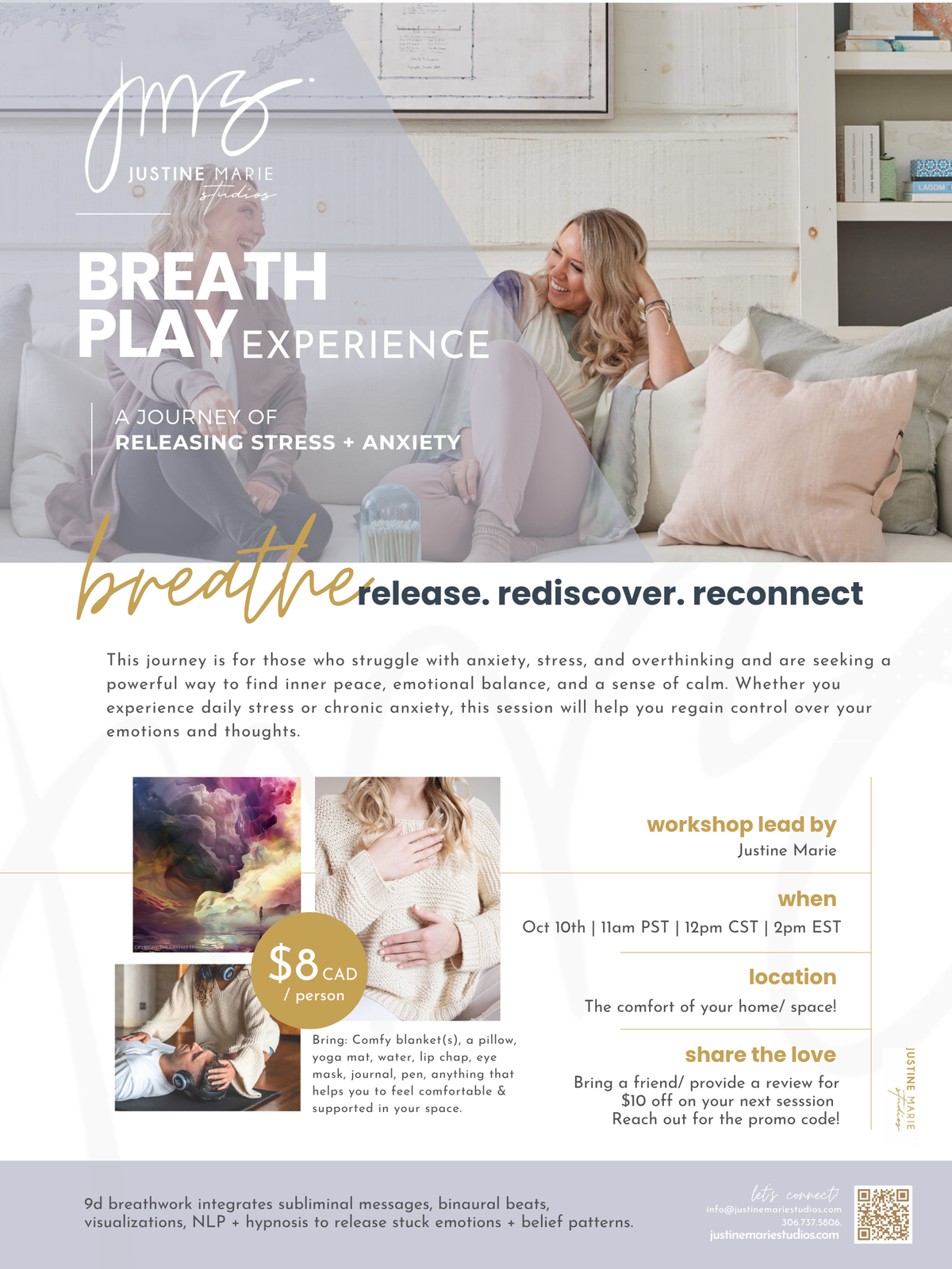 Breathe with JMS | 9d Breathwork | Releasing Stress : Oct 10th Virtual