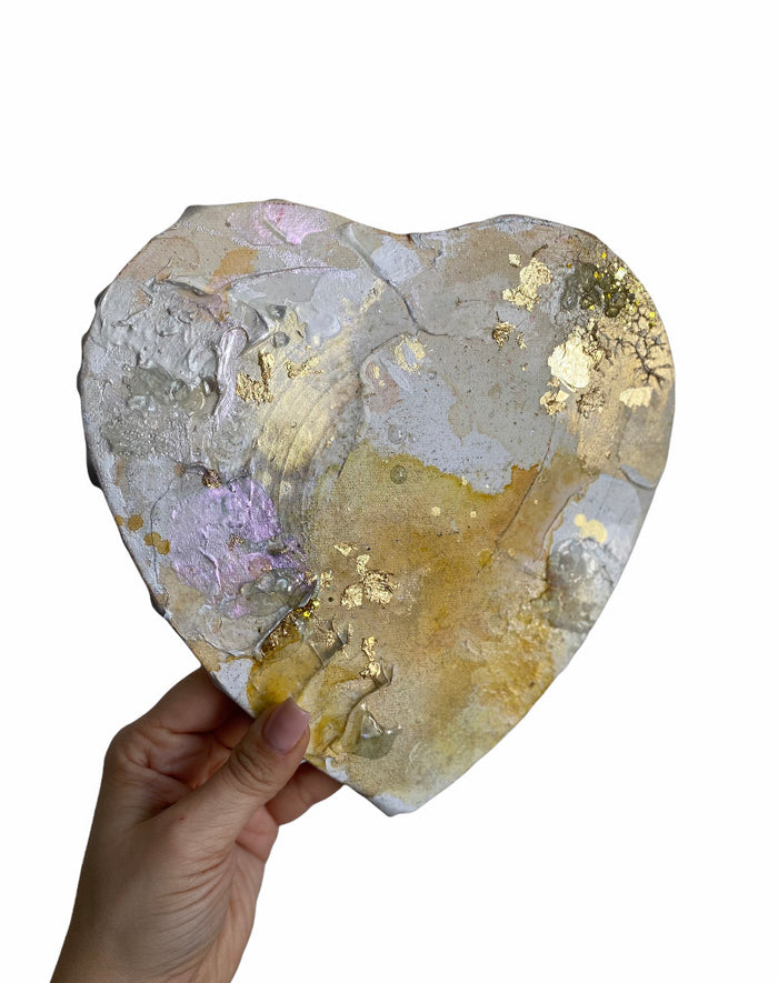 Original Artwork | 8" Heart Canvas | Sunkissed