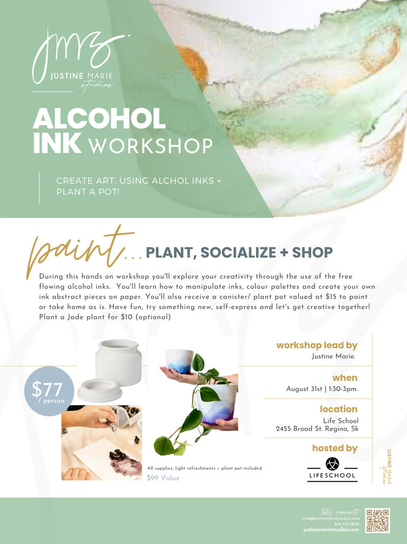 Alcohol Ink Art + Plant Pot Workshop: August 31st