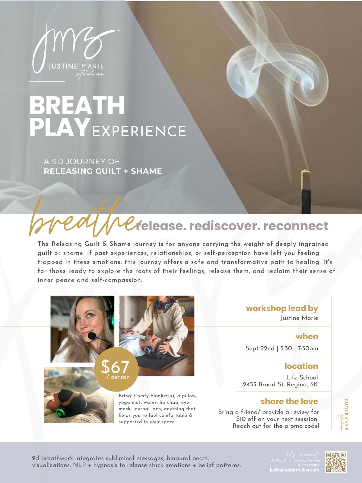 Breathe with JMS | 9d Breathwork | Release Guilt + Shame: Sept 22nd
