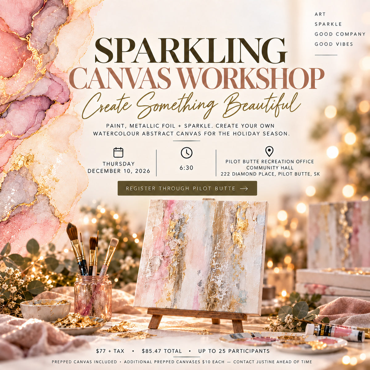Paint with JMS | Sparkling Canvas Art Workshop - Pilot Butte | December 10, 2026